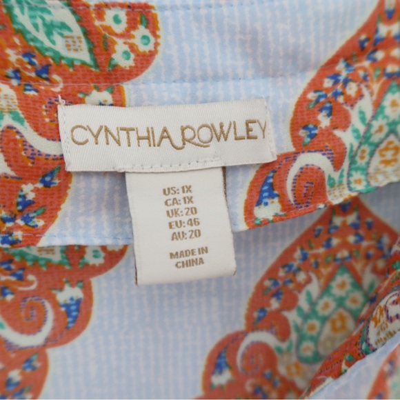 Cynthia Rowley Women's Orange and Blue Patterned Top - Picture 5 of 5